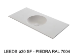Plan vasque lavabo circulaire ⦰ 30 cm sur mesure Largeur 50 à 201 x P 40 à 51 cm Finition lisse 10 couleurs au choix, Anti bactérien Résine Akrytan® dans la masse Livraison Offerte.